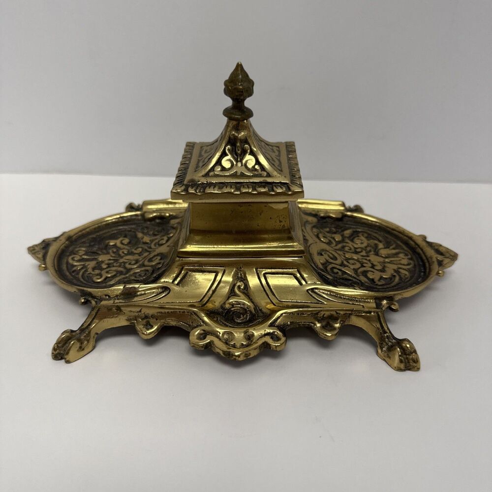 Japanese Brass Footed Pagoda Inkwell